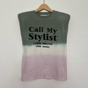 Saks Fifth Ave Green and Pink Ombre Graphic Tee